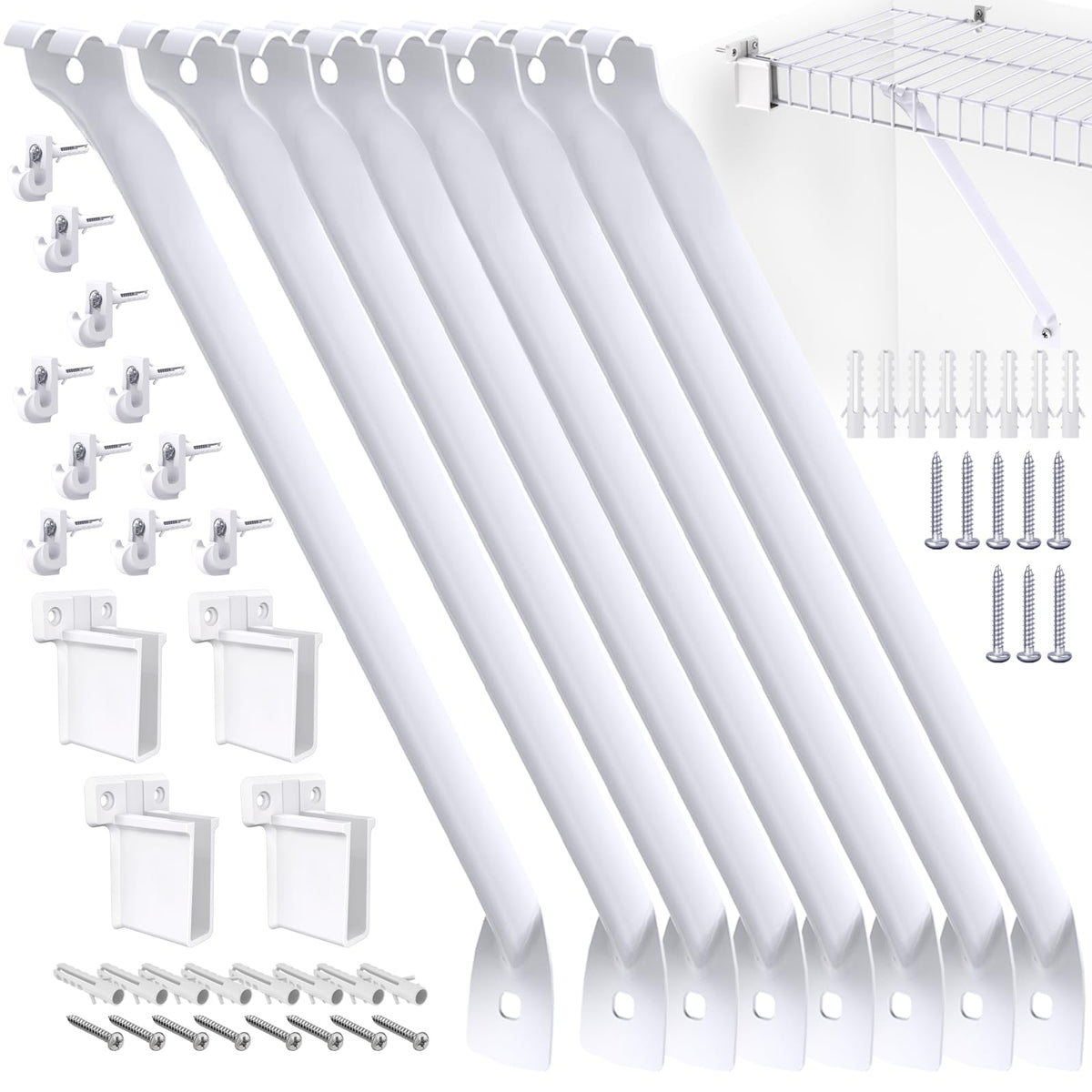 CEVICANT 8-pack 12-inch wire shelf brackets for sturdy storage