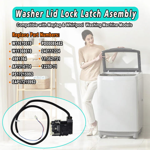 CEYHTLY washer lid lock latch side angle shows compact, replacer-fit design.