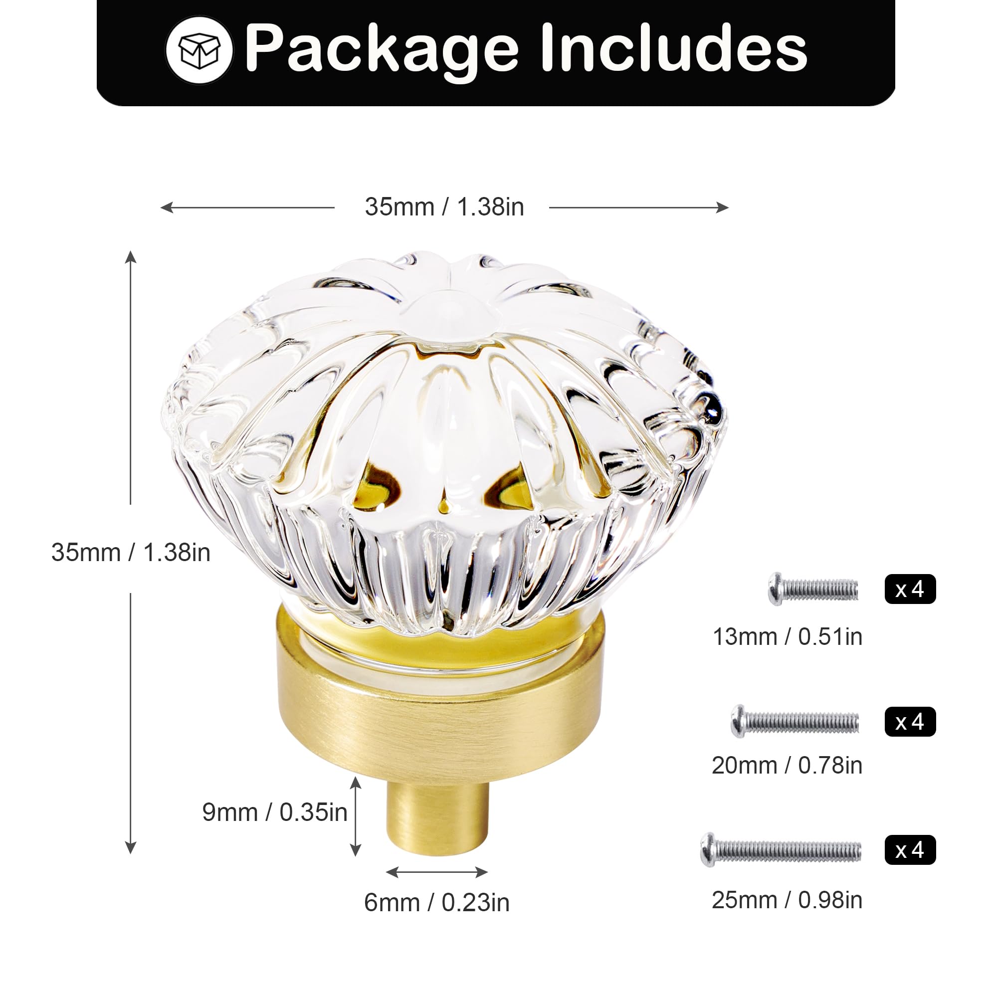 CEYMIO four-pack brushed gold knobs displayed for dresser and cabinet upgrades.