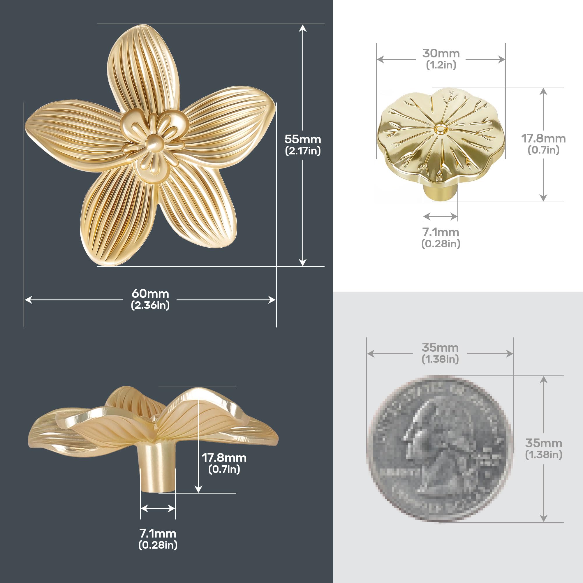 8-pack CEYMIO knobs shown with various furniture in a vignette