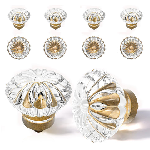 CEYMIO crystal flower knob in antique brass adds a refined vintage touch to furniture.