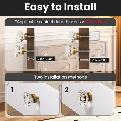 CEYMIO crystal knob installed on wood drawer demonstrating classic look.