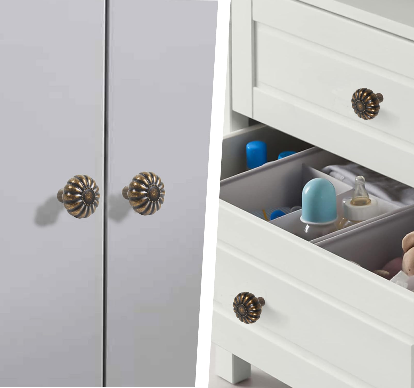 Close-up of CEYMIO floral knob showing durable solid metal finish