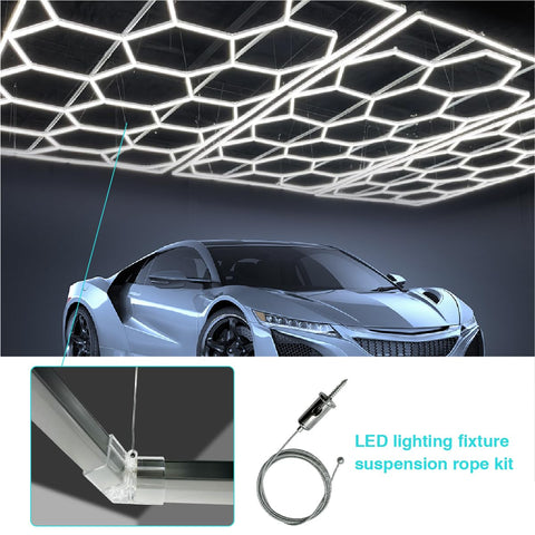 cezelux adjustable hanging system suits hexagon lights in garages