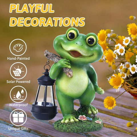 CFFOWNUG frog garden decor placed on a porch for evening ambience