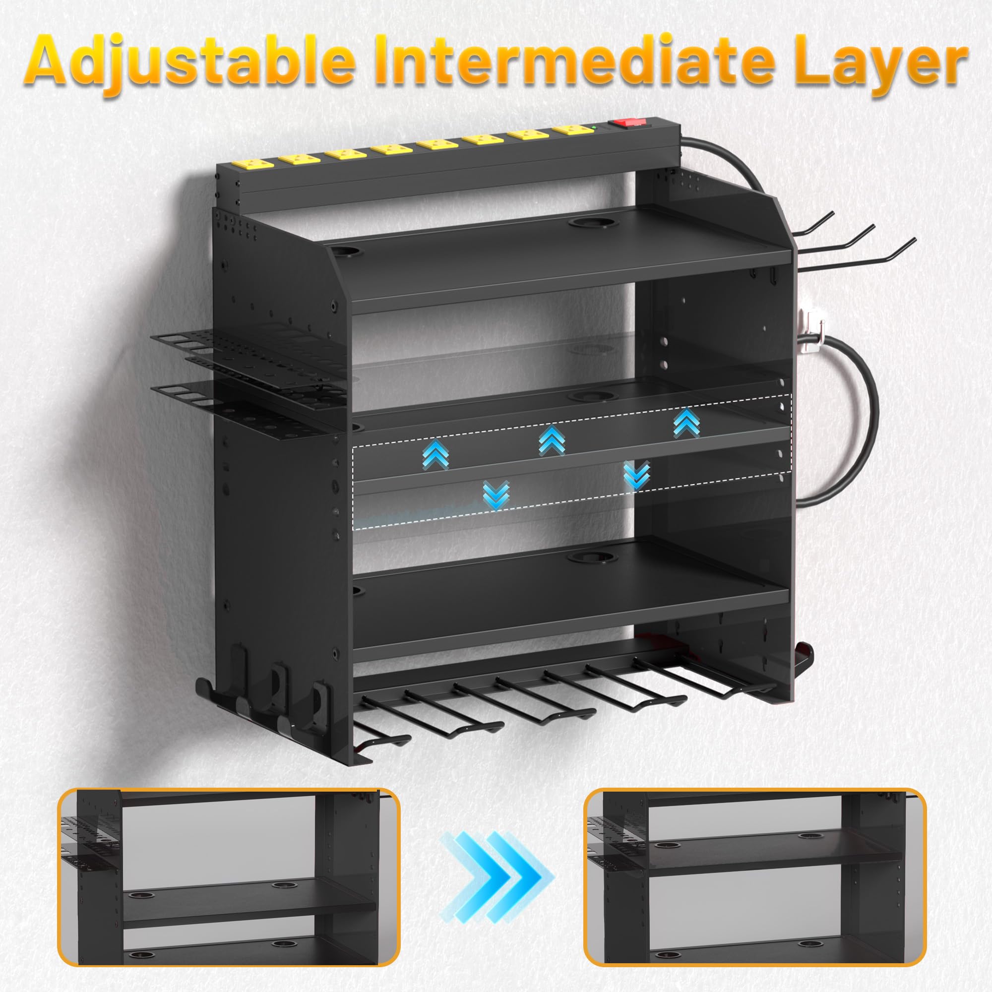 CFMASTER drill holder slots and hooks keep drills ready and organized
