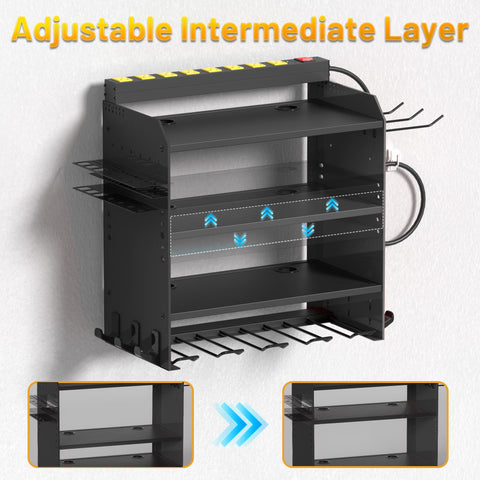 CFMASTER drill holder slots and hooks keep drills ready and organized