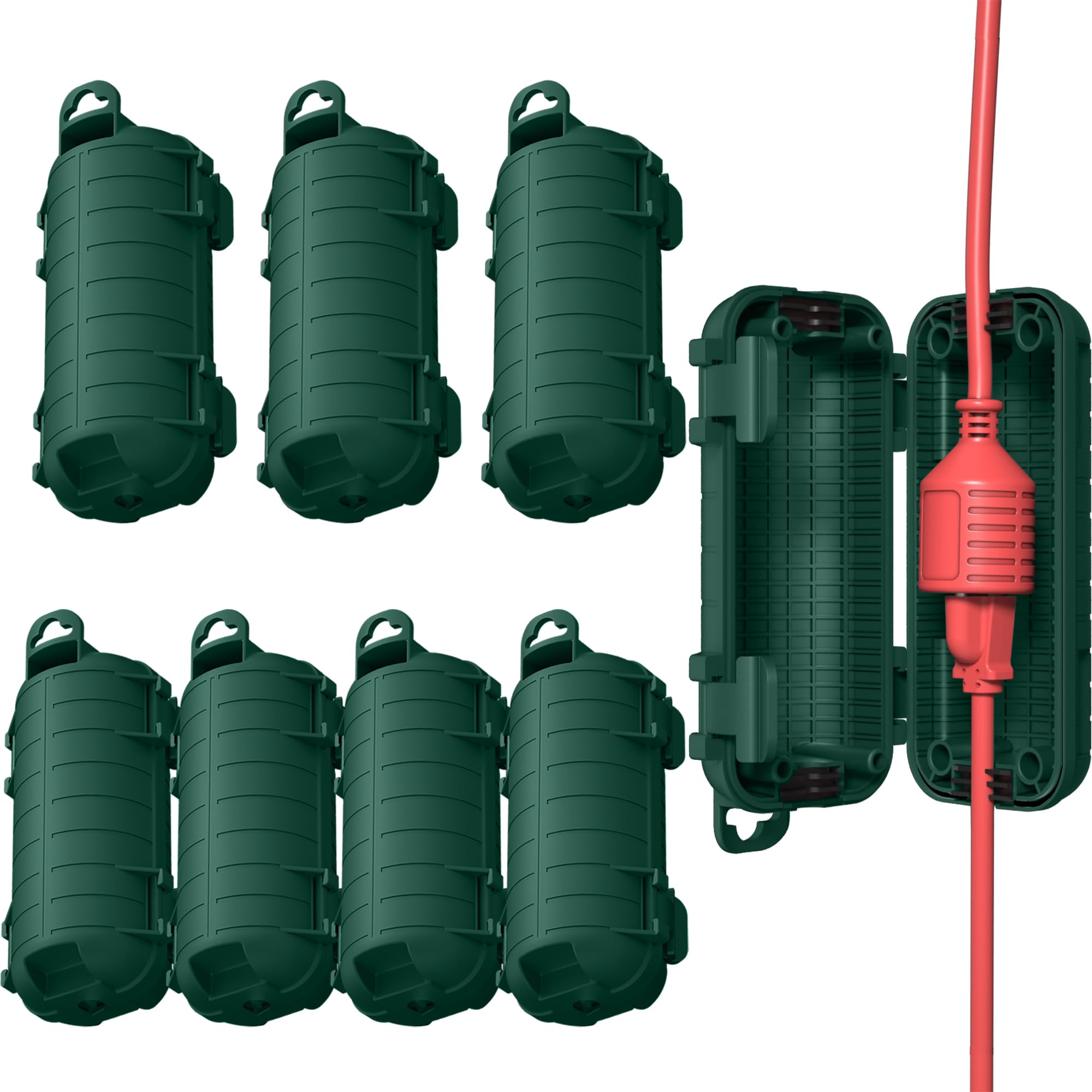 CFMASTER outdoor extension cord cover in green protects connections from rain and dust.