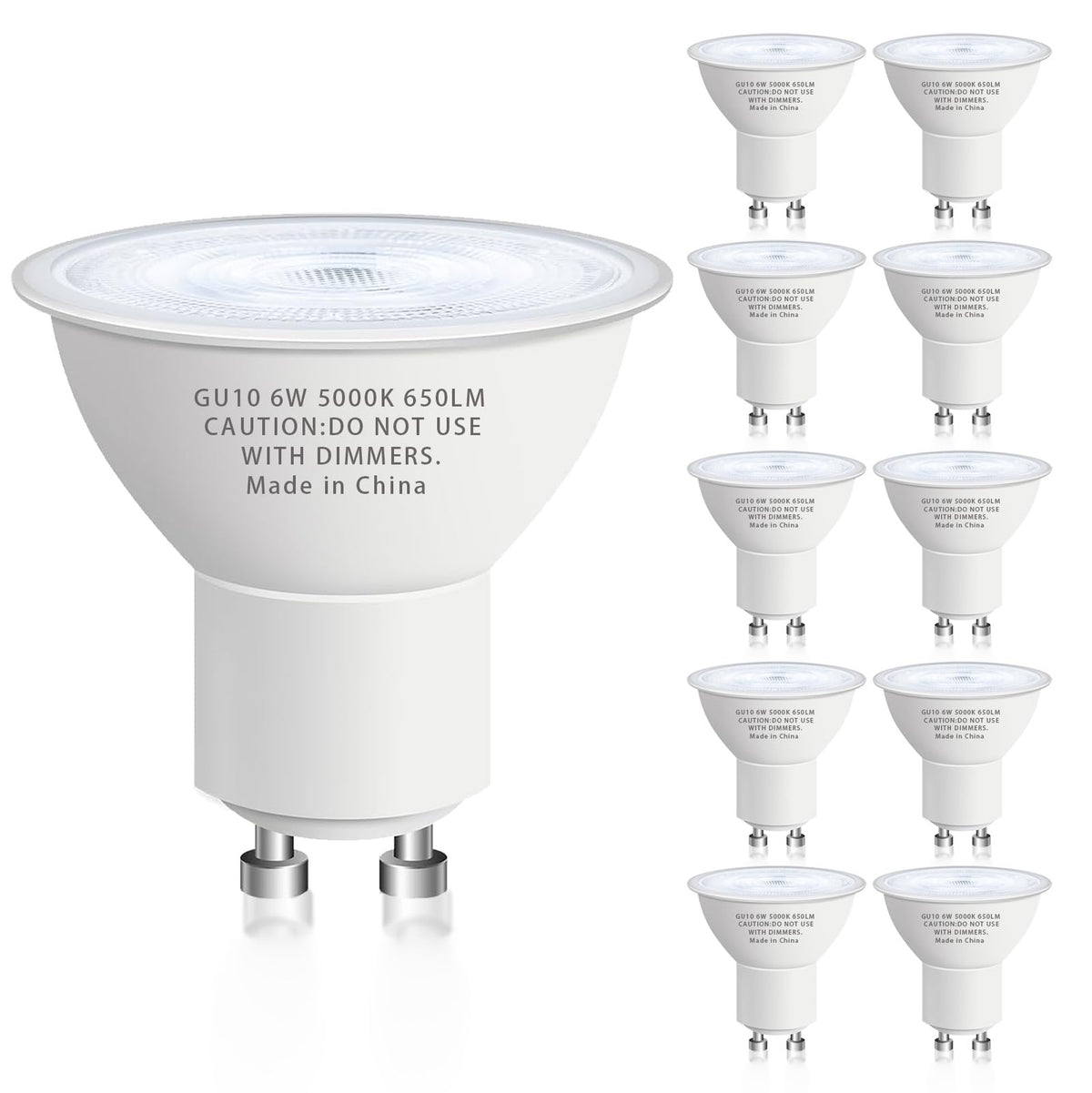 CFMASTER GU10 LED bulb with 650 lumens ideal for bright kitchen task lighting.