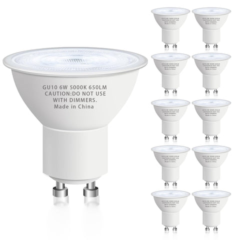 CFMASTER GU10 LED bulb with 650 lumens ideal for bright kitchen task lighting.