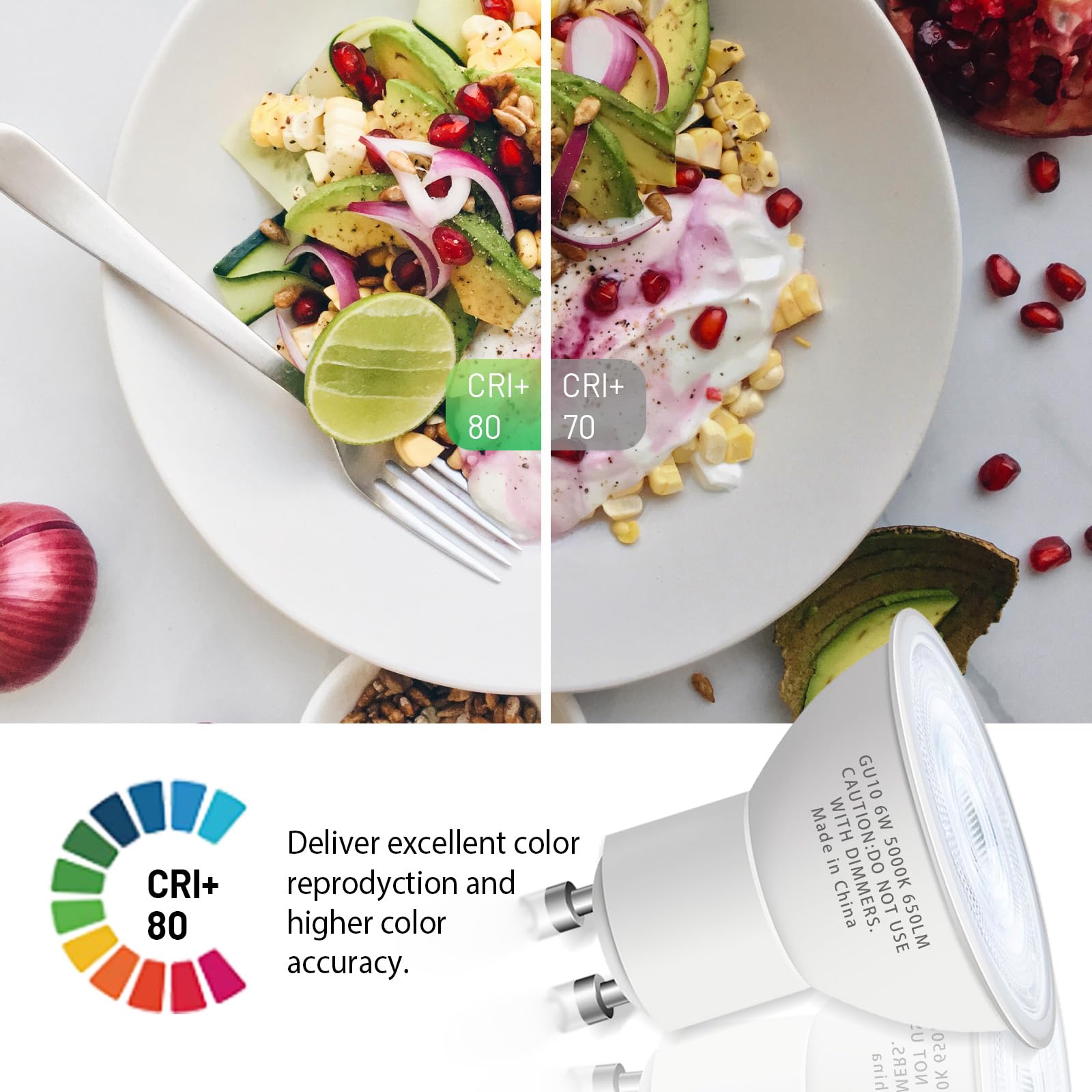 CFMASTER GU10 non-dimmable bulb ensures stable light with standard switches.