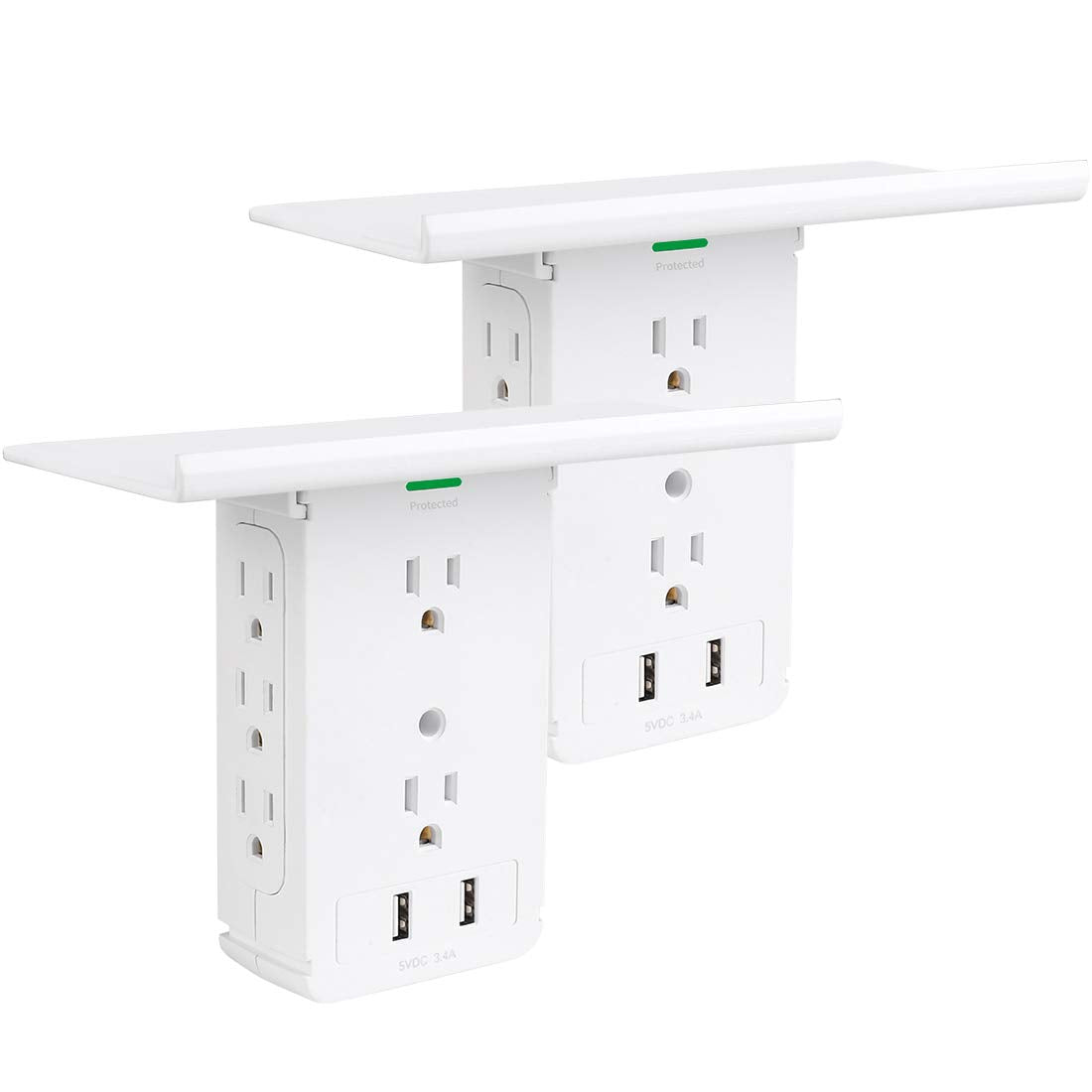 CFMASTER socket wall shelf with 10-port surge protector providing organized power at home.