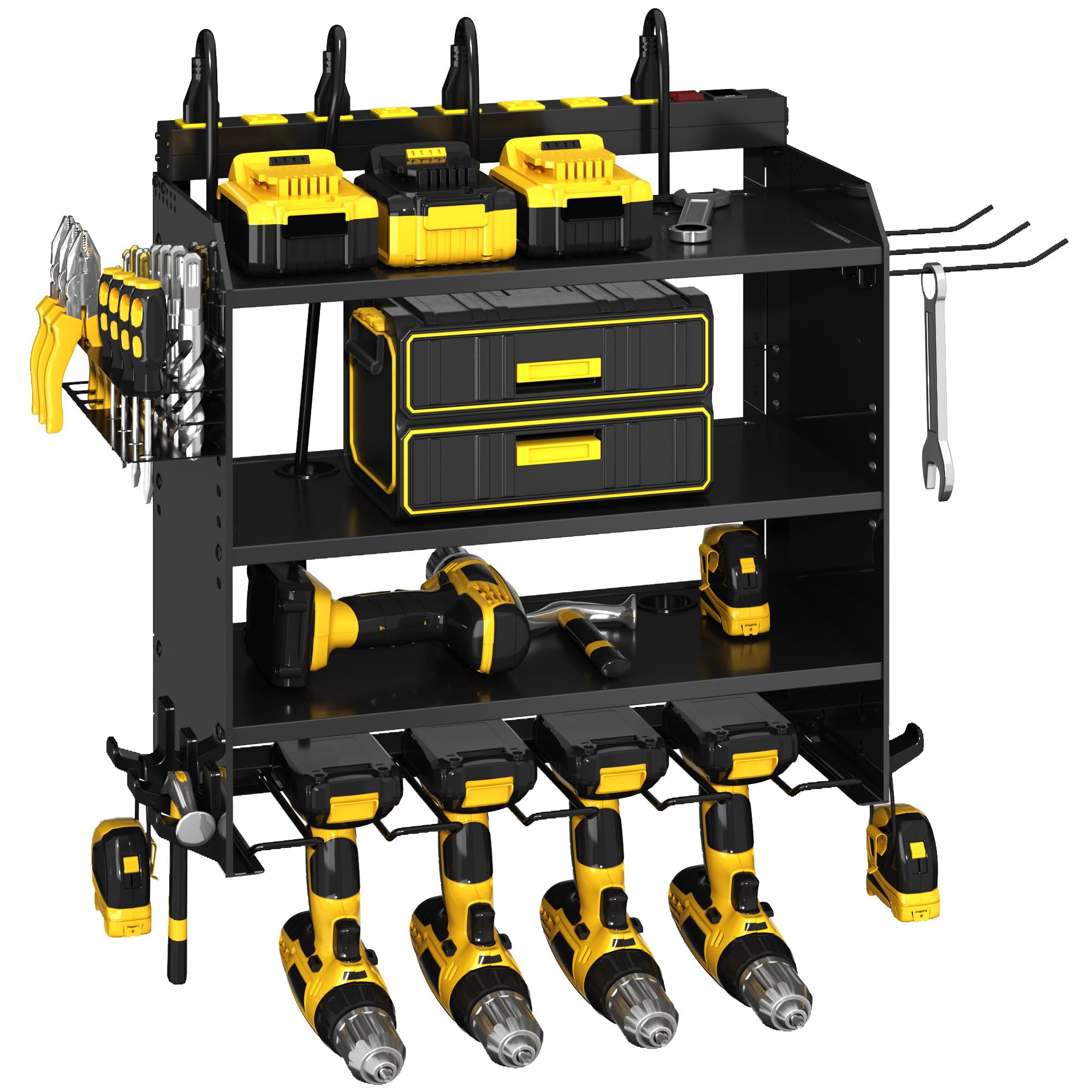 CFMASTER wall-mounted power tool organizer rack keeps tools organized for quick access