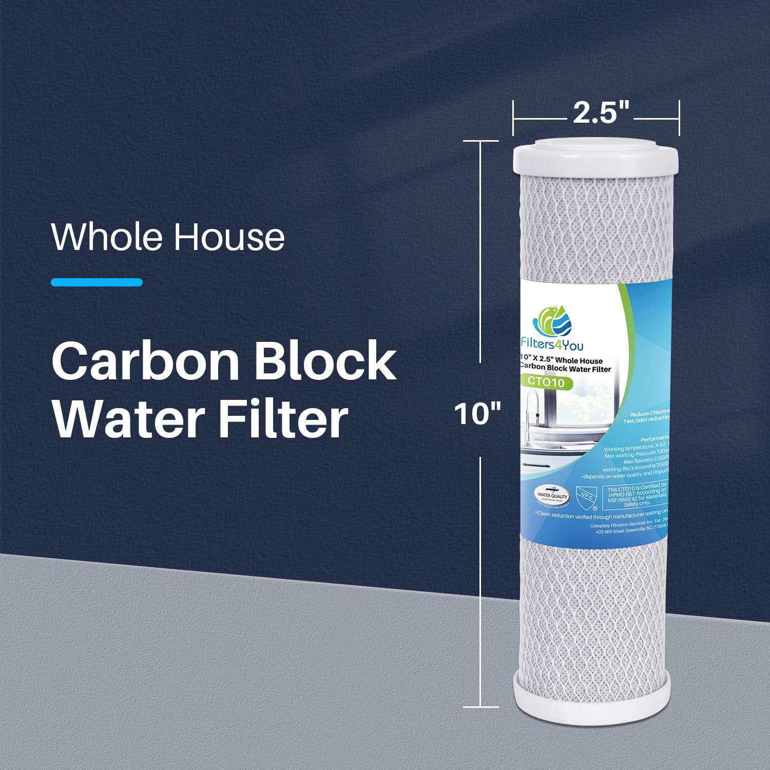 CFS carbon block filter for GE GXWH20F compatibility with deeper filtration.