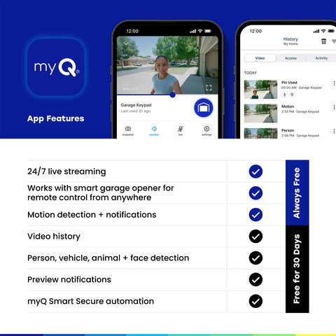 CHAMBERLAIN myQ Video Keypad smartphone control for remote management