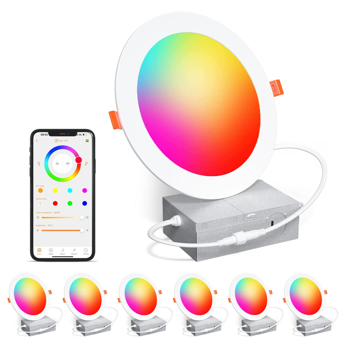 ChangM smart recessed light front view for versatile ambient lighting in any room.