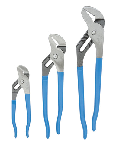 Channellock 3pc tongue-and-groove pliers set ready for versatile gripping tasks in home and shop