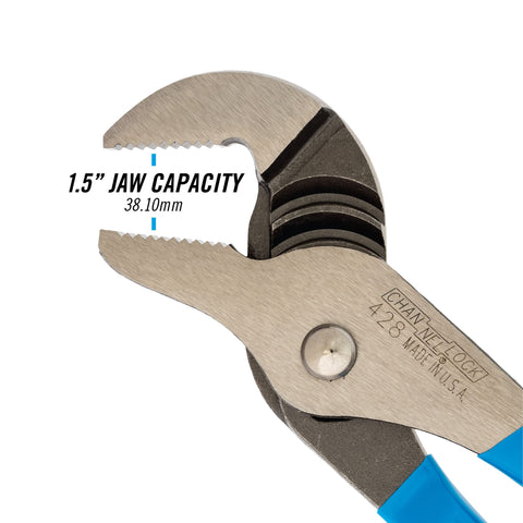 PermaLock fastener on the CHANNELLOCK 428 eliminates bolt failures for reliability.
