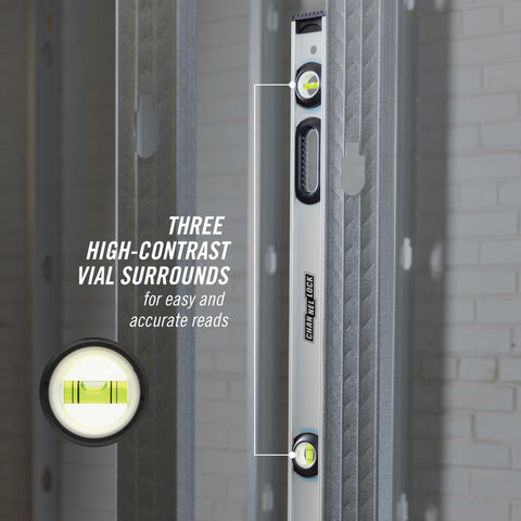 Channellock 48-inch level rugged end caps; durable for rough environments