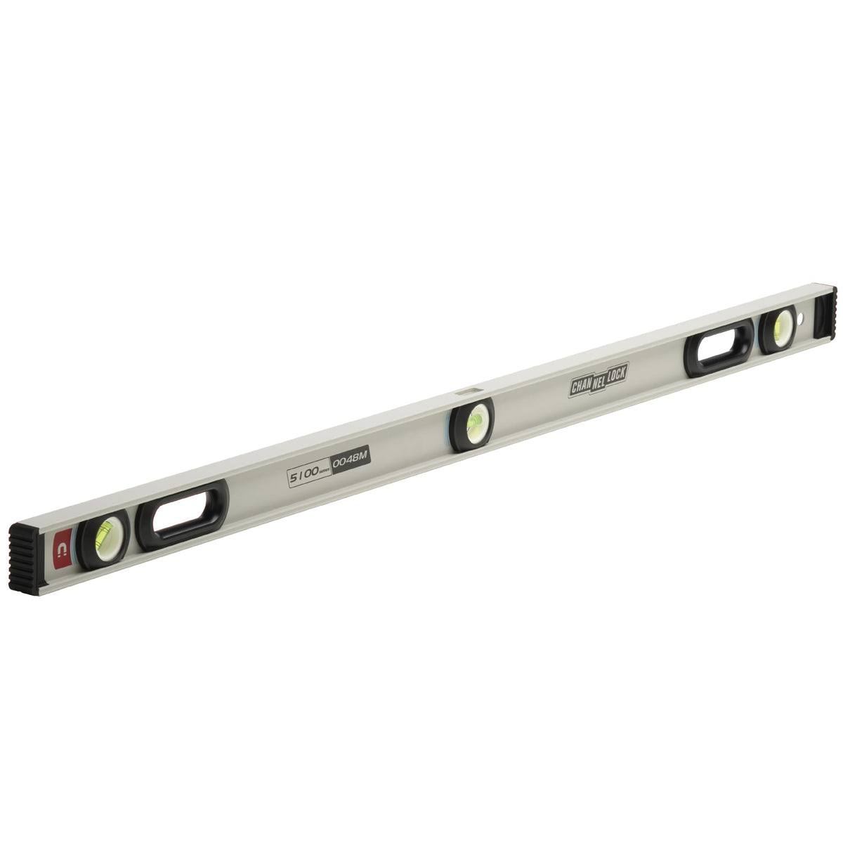 Channellock 48-inch level front view; precision for long measurements on metal surfaces