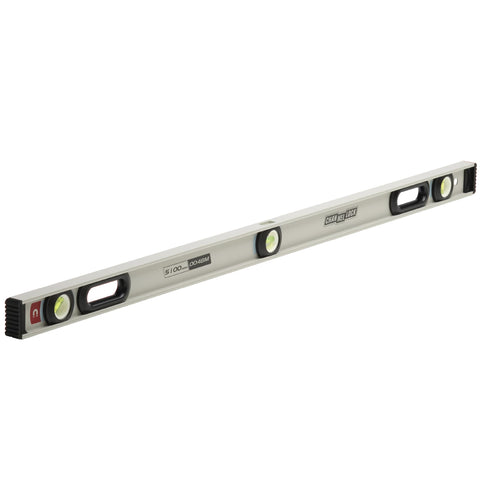 Channellock 48-inch level front view; precision for long measurements on metal surfaces