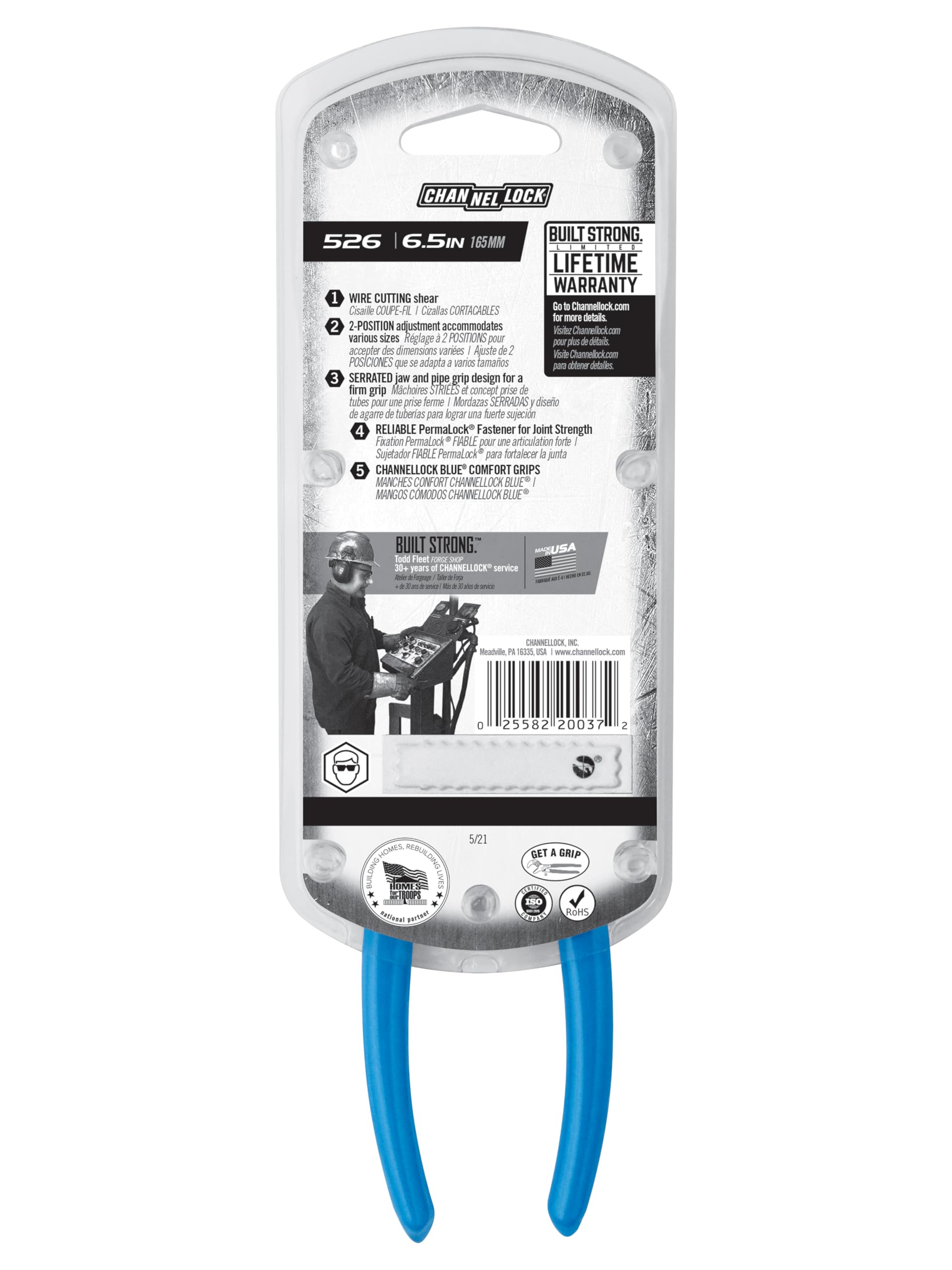 Channellock 526 high-carbon steel with rust resistant coating for durability