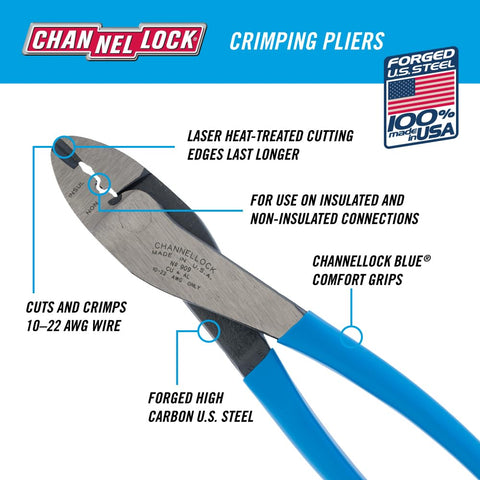 Channellock 909 center-cut edges provide easier, cleaner wire cuts.