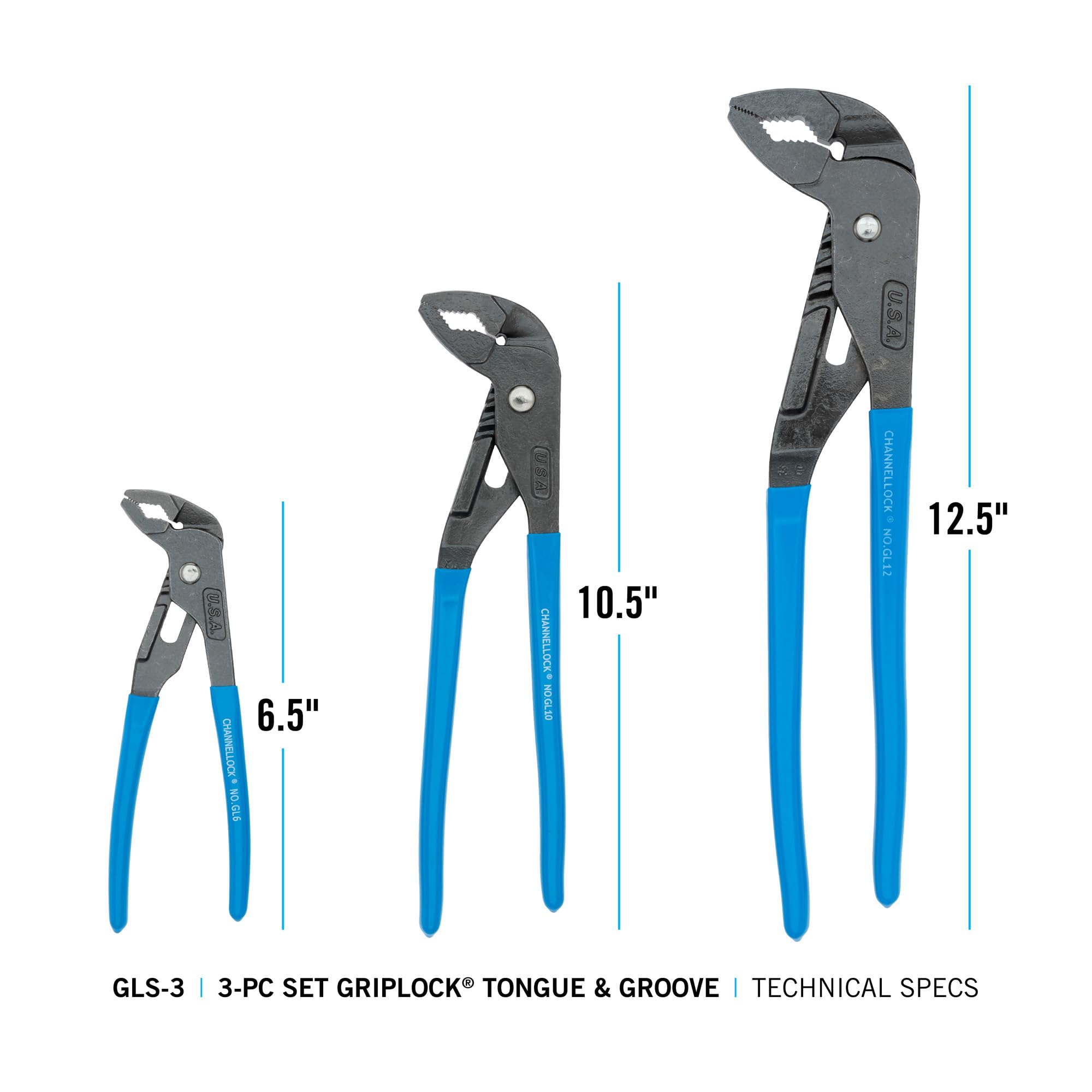 Channellock GLS-3 9.5-inch GripLock pliers delivering strong leverage for repairs