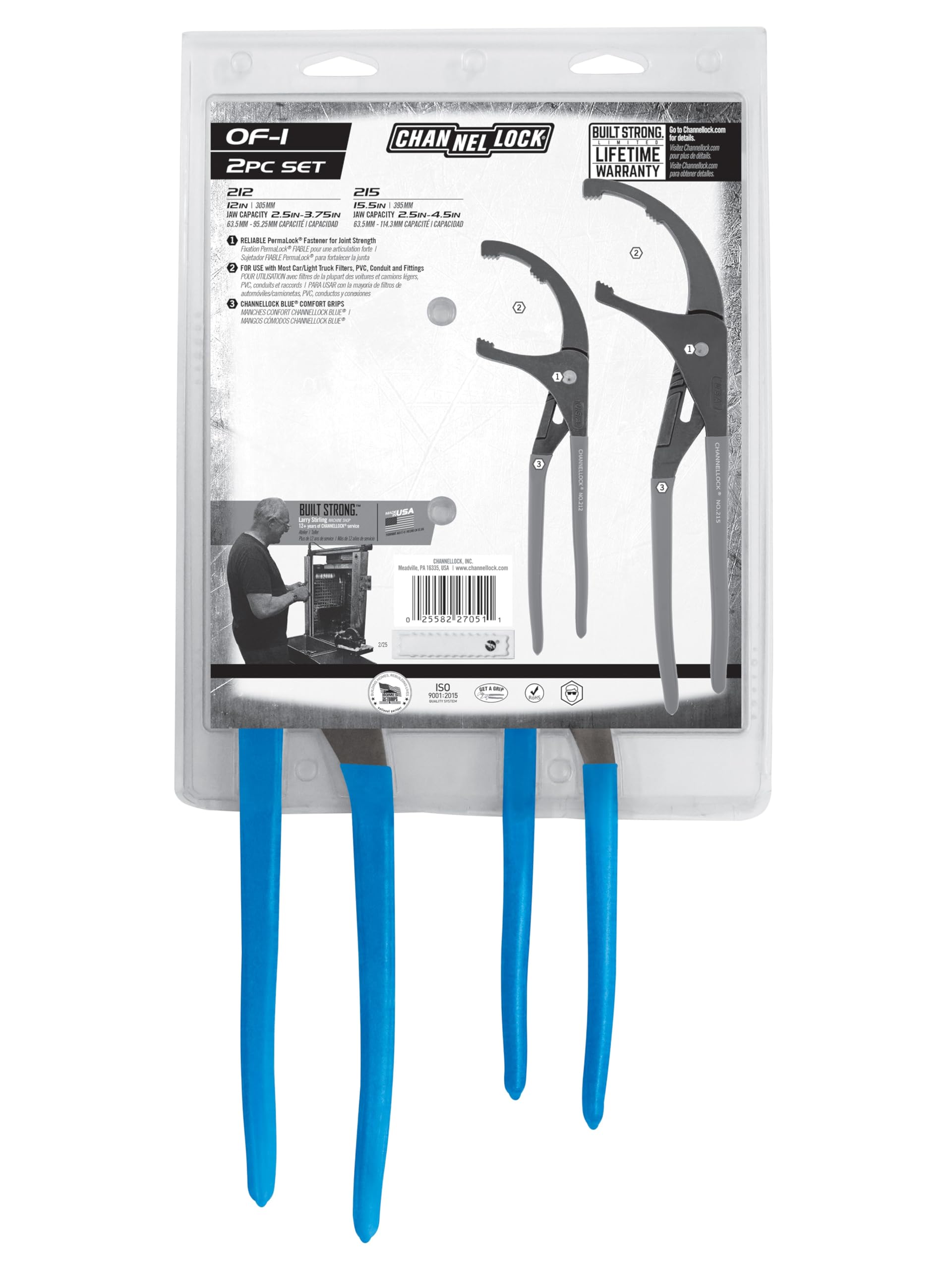 Channellock OF-1 matte finish closeup with PermaLock fastener preventing slippage