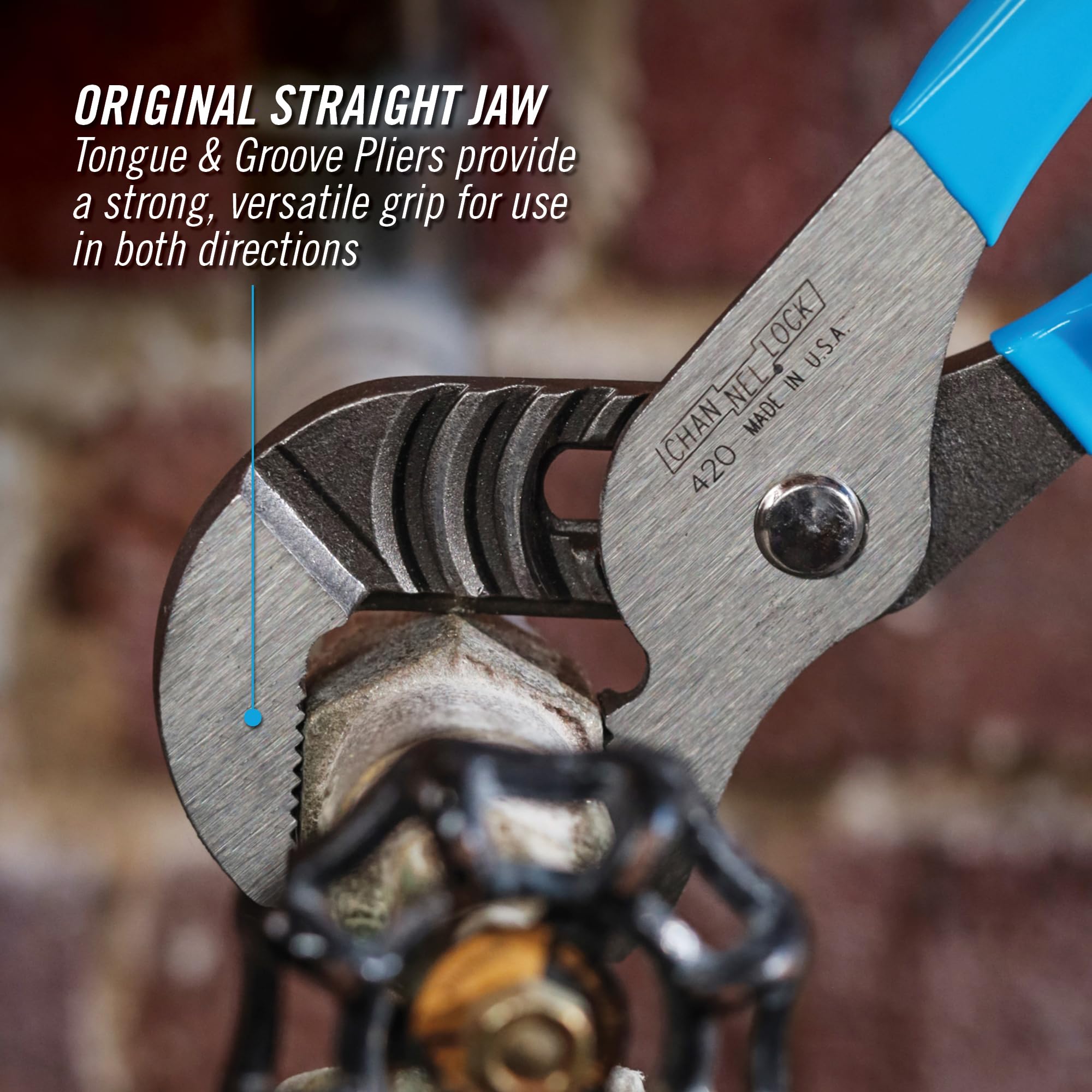 Channellock plier right-angle teeth for multi-directional bite