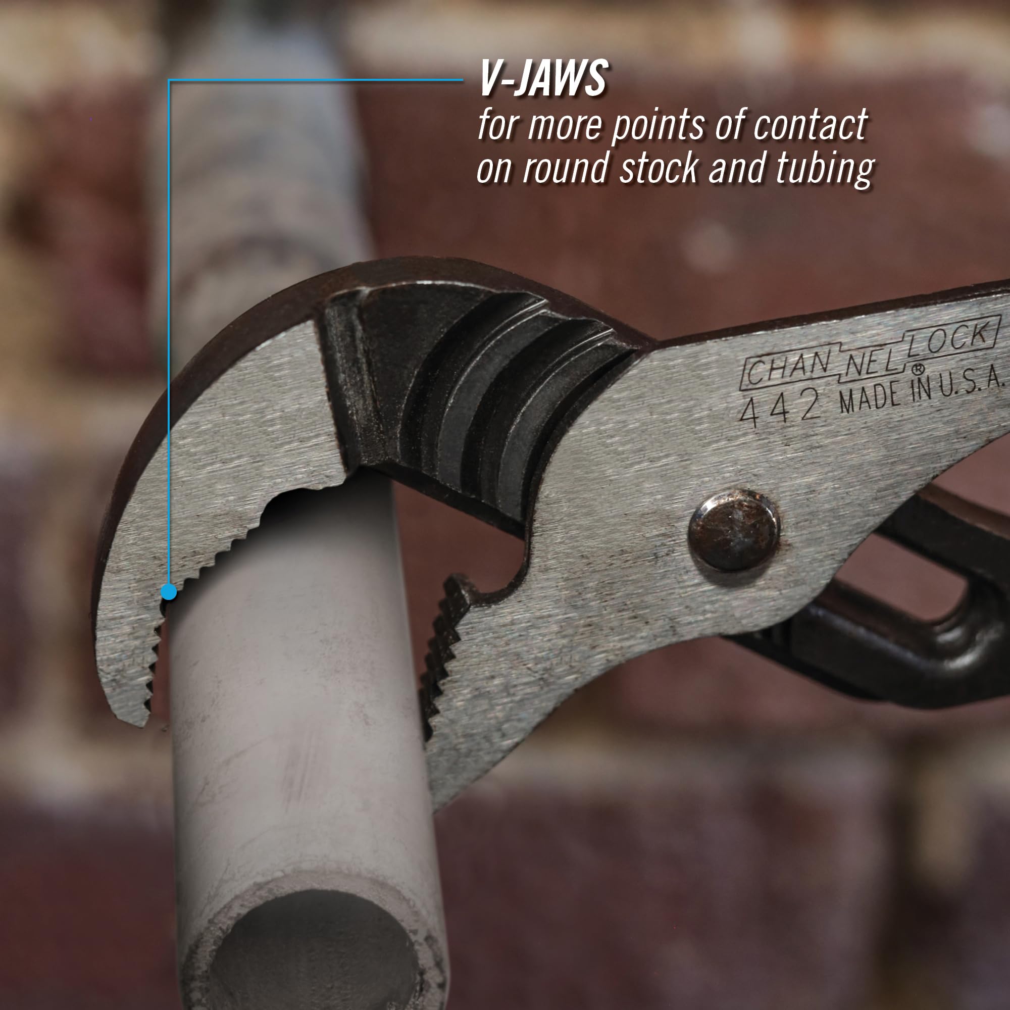 Channellock 442 2.25-inch jaw capacity for larger fasteners and fittings.