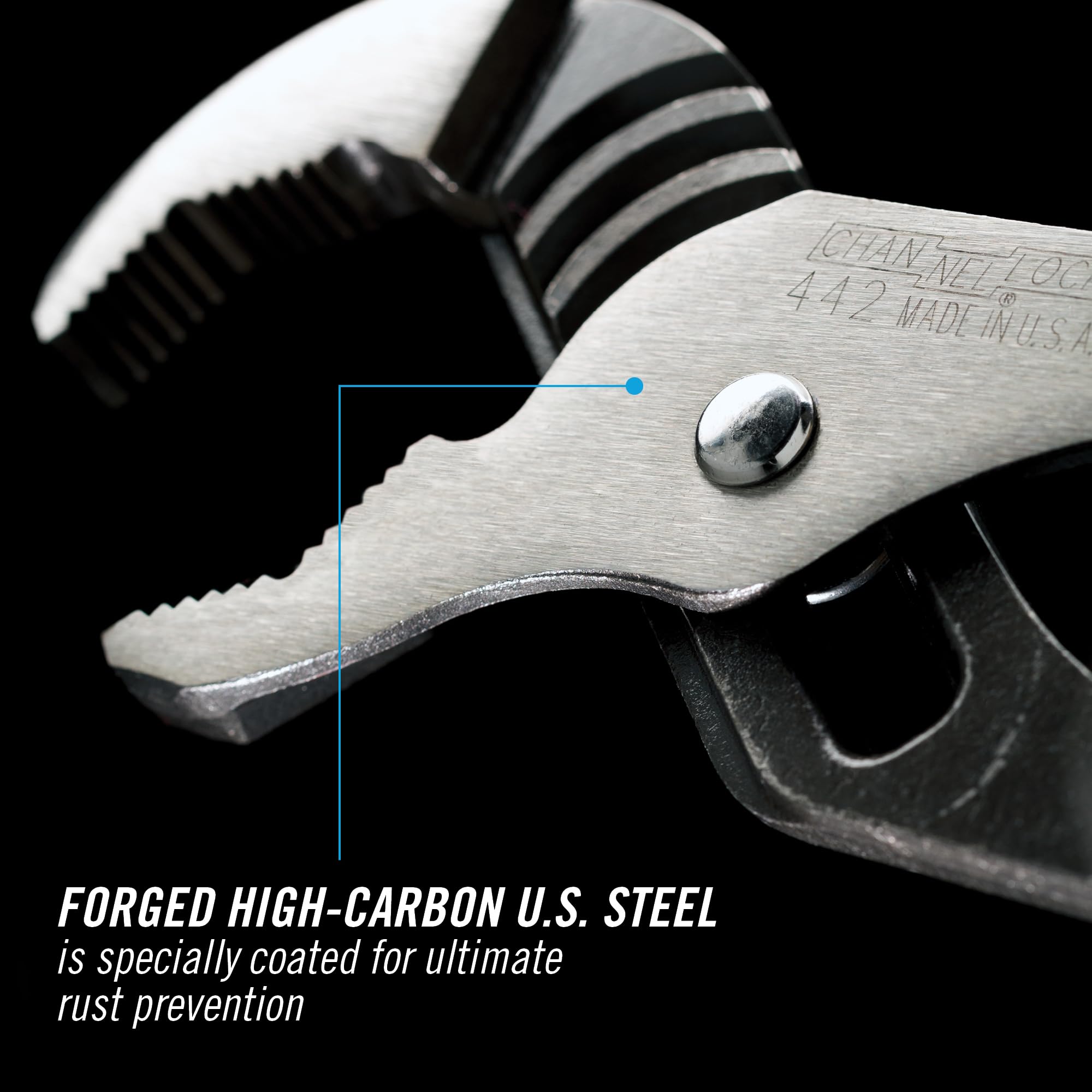 Channellock 442 undercut tongue-and-groove design for stronger bite.