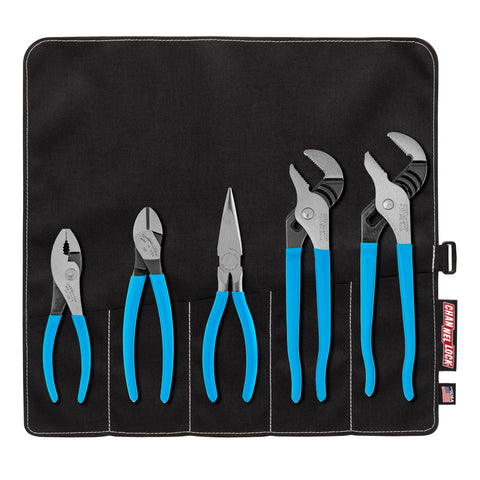ChannelLock tool roll with five-piece plier set for organized jobs.