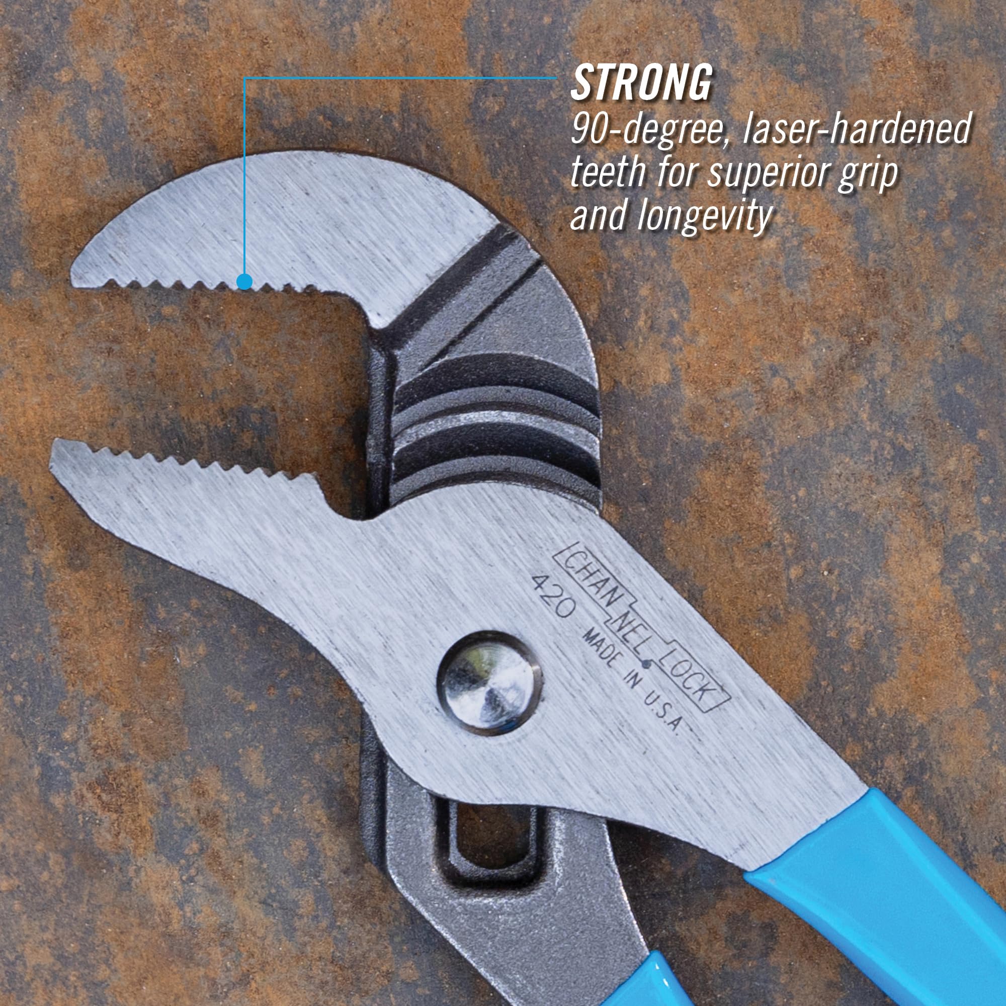 Channellock undercut tongue-and-groove design prevents jaw slip