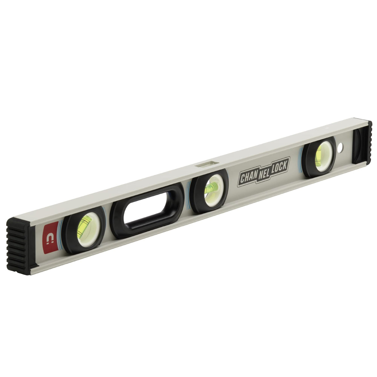 ChannelLock 24 inch I-beam level top view for fast readability on-site.