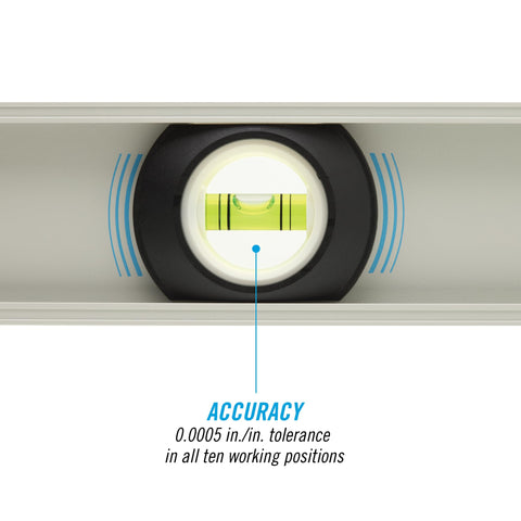 ChannelLock 24 inch level shows three vials for quick readings in all positions.