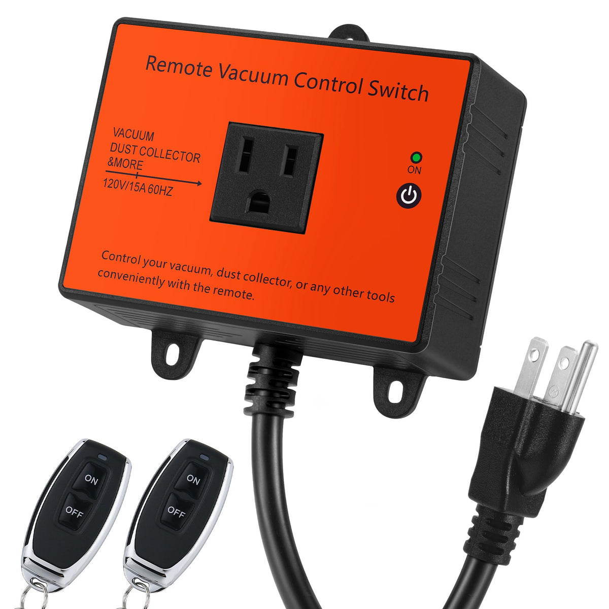CHAOSEND 120V automatic vacuum switch front view with remote for hands-free control