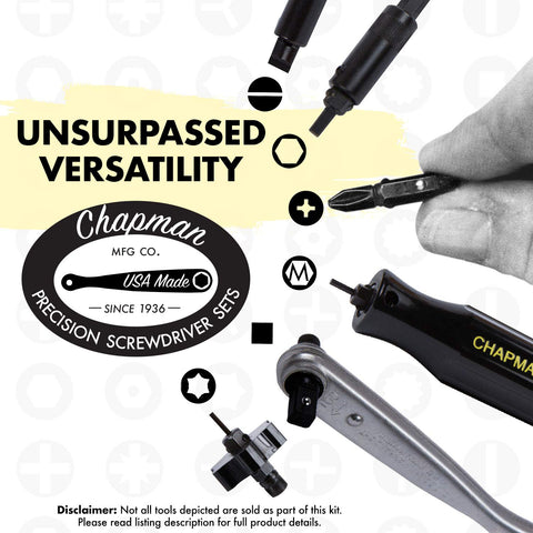 Chapman MFG 7331 slotted bits reduce cam-out during drive.