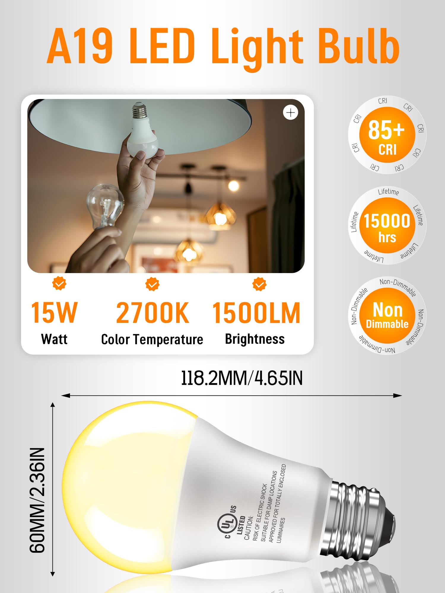 CHARKEE A19 LED bulbs in a lamp for cozy bedroom lighting