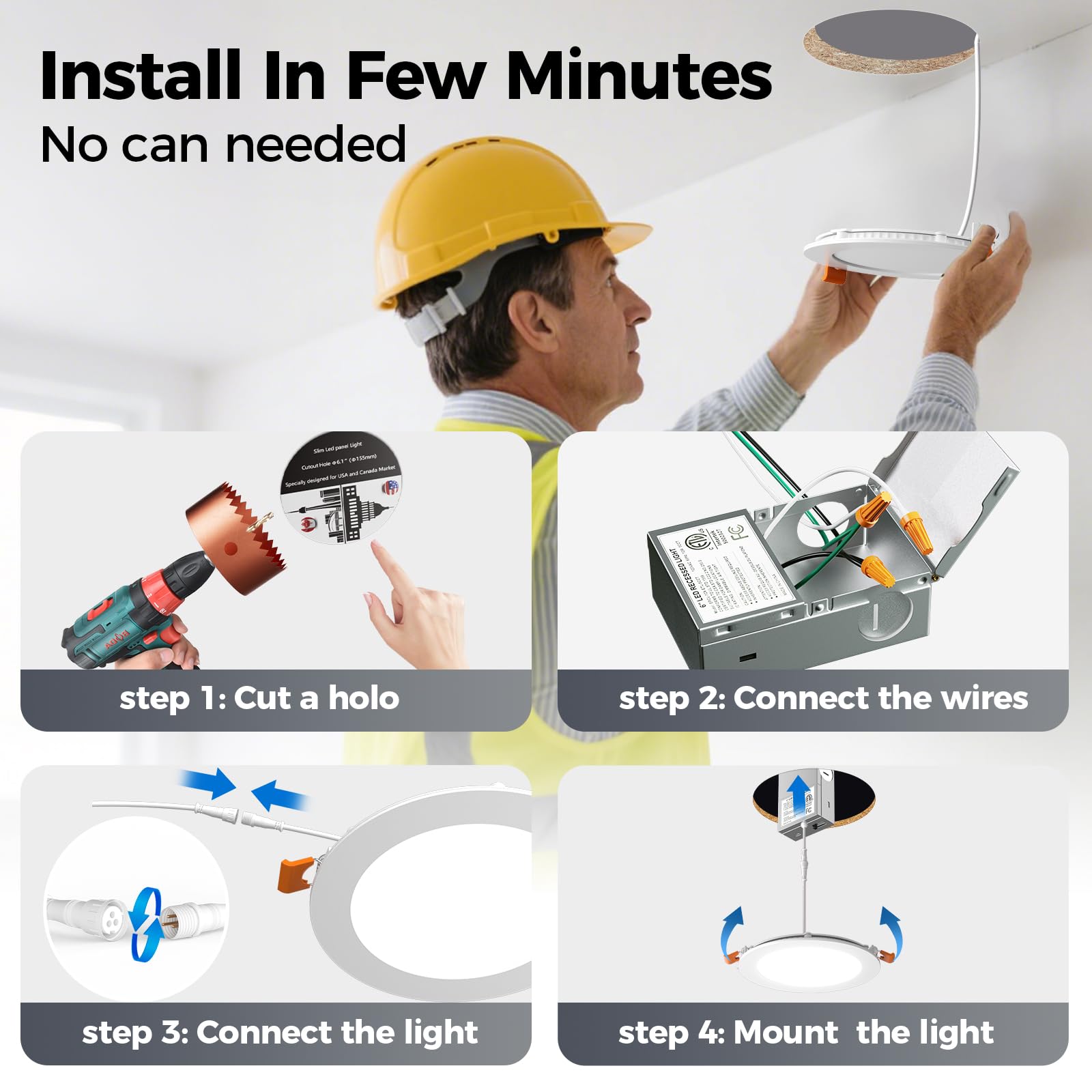 CHARKEE ETL Energy Star FCC certified downlight for safe, reliable use