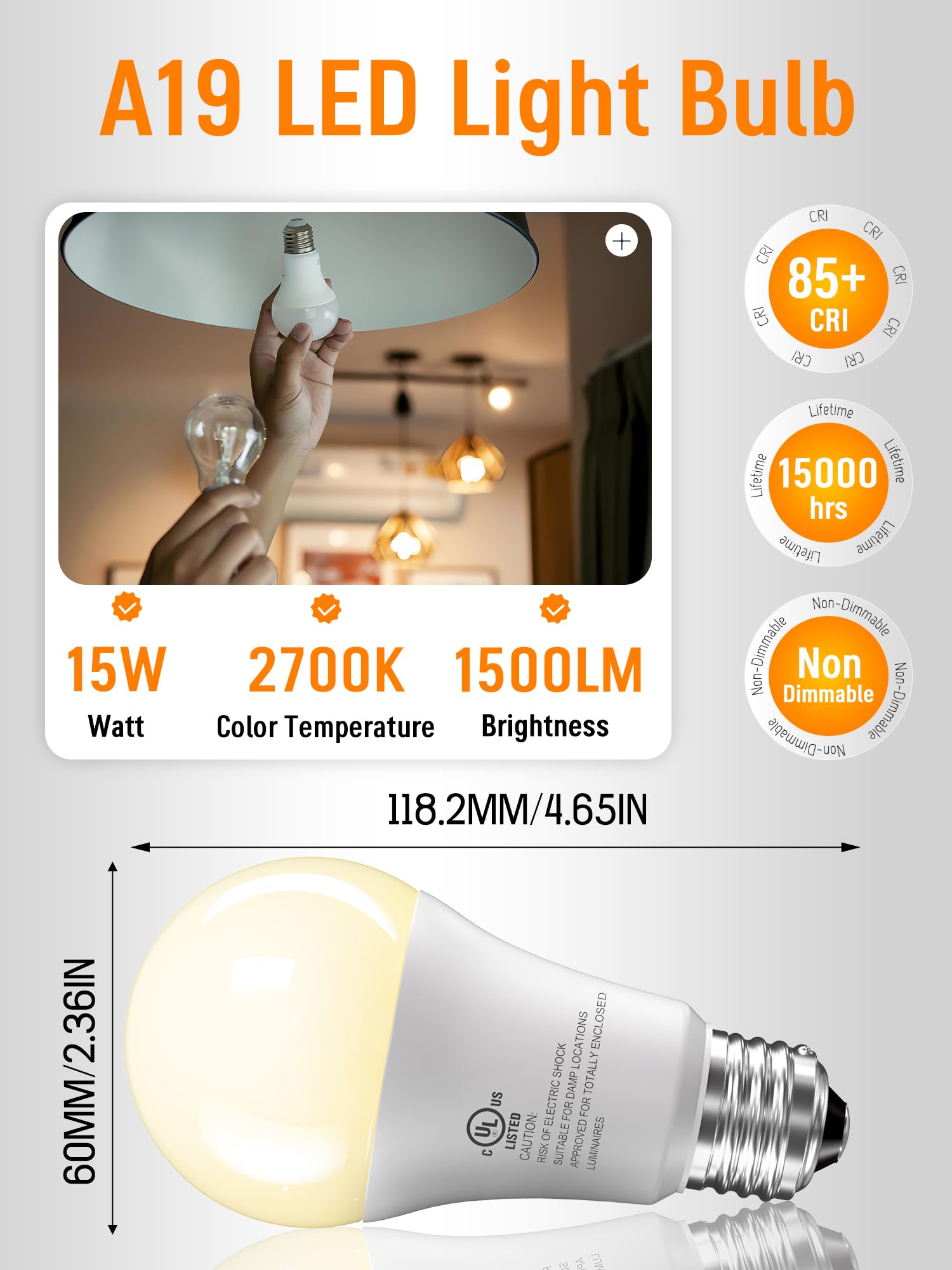 CHARKEE soft white 2700K LED bulb emits warm, cozy light for living spaces.