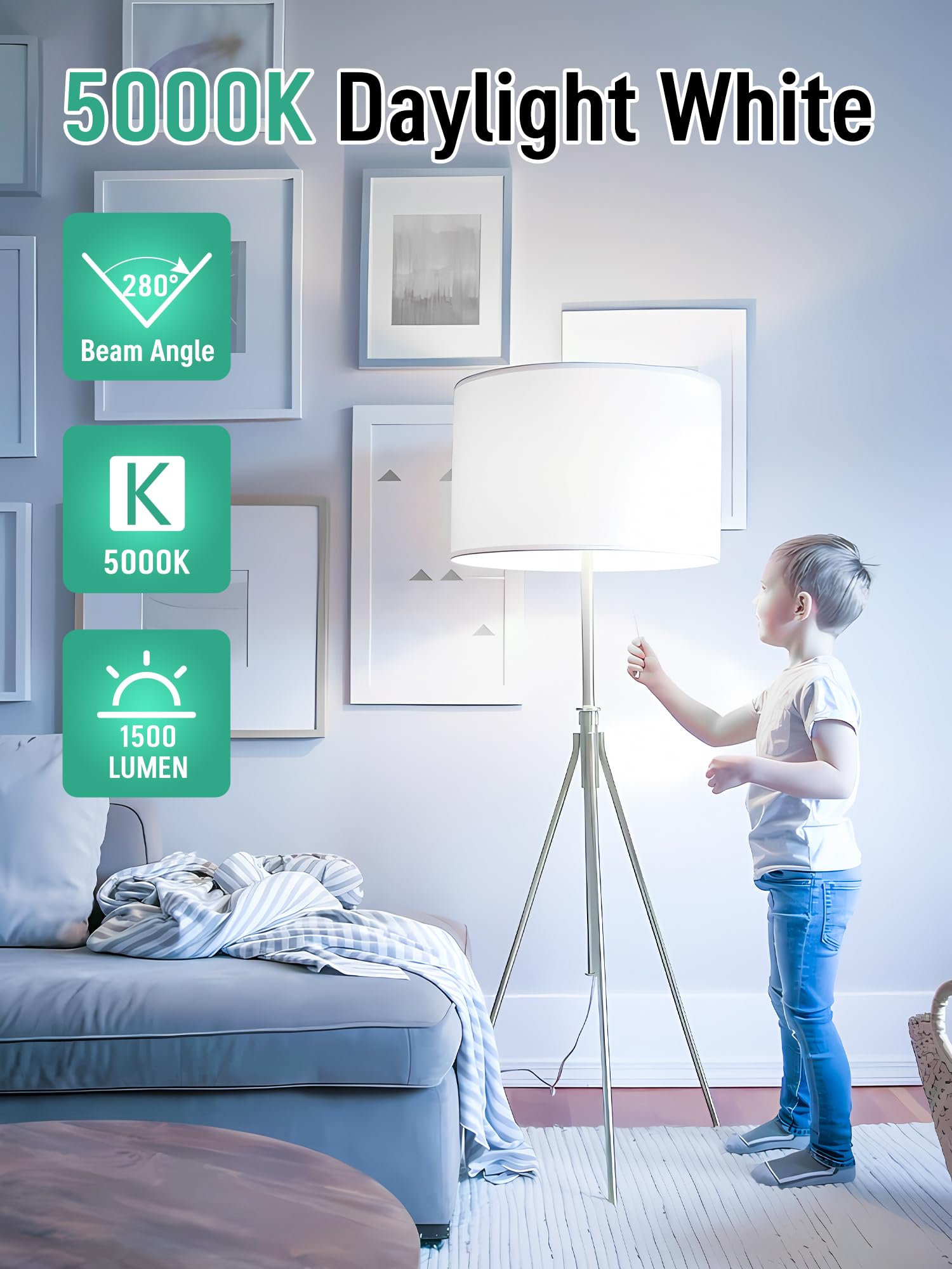 Charkee wide 280 degree beam spreads light evenly