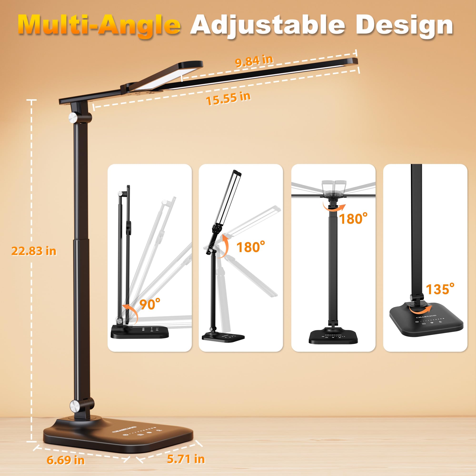 CHARYJOD desk lamp features five color temperatures for ambient control