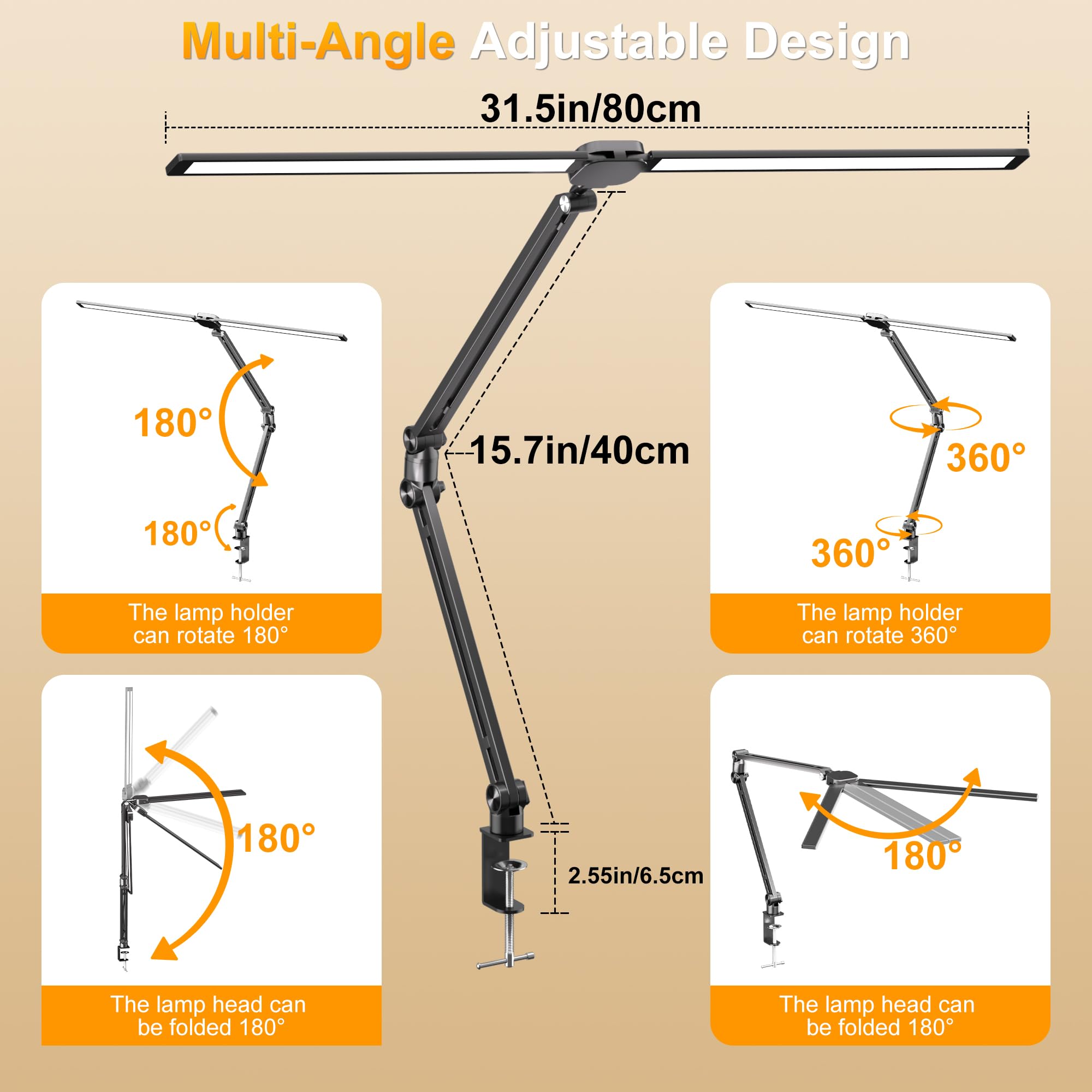 CHARYJOD lamp featuring stepless dimming and adjustable color temperature for tasks.