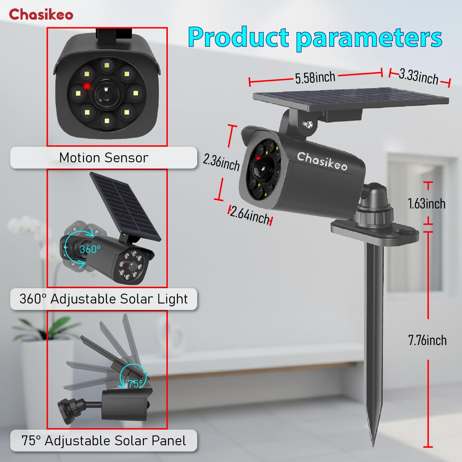 Chasikeo 1000LM brightness illuminates yards and driveways efficiently.
