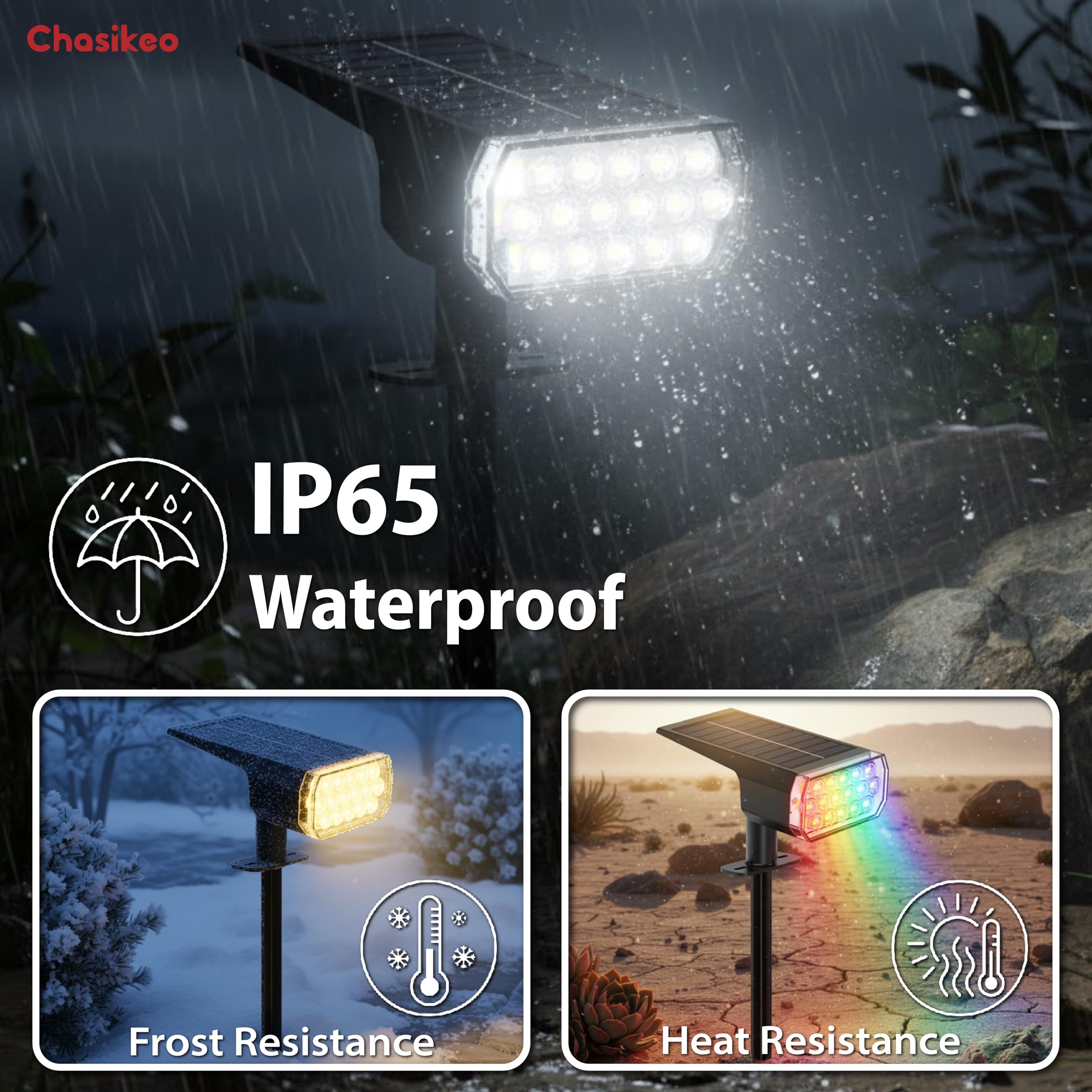 Chasikeo solar lights help create inviting nightscapes along walkways and garden edges