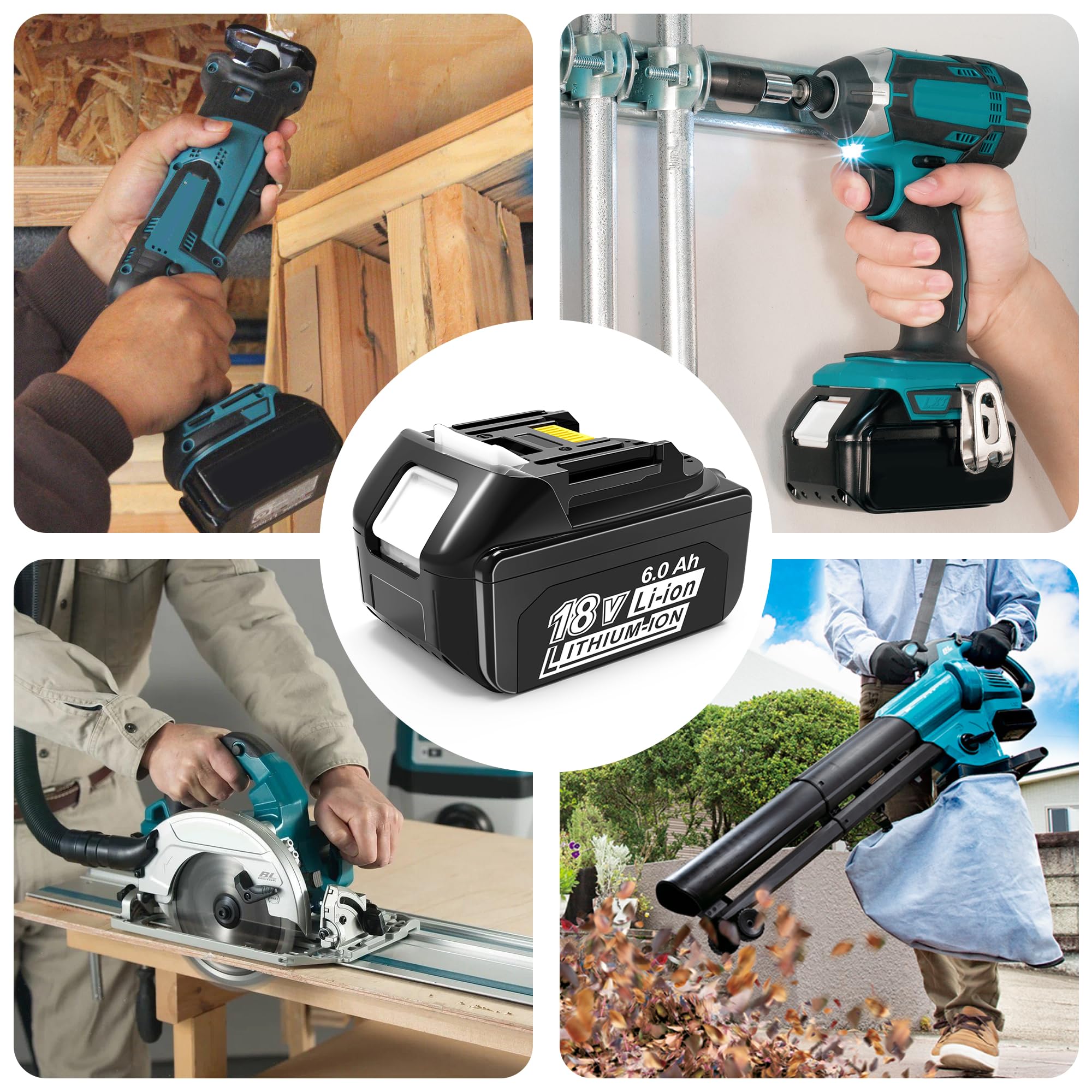 CHAUNVEN 18V lithium-ion 6000mAh image—high capacity for longer work sessions.