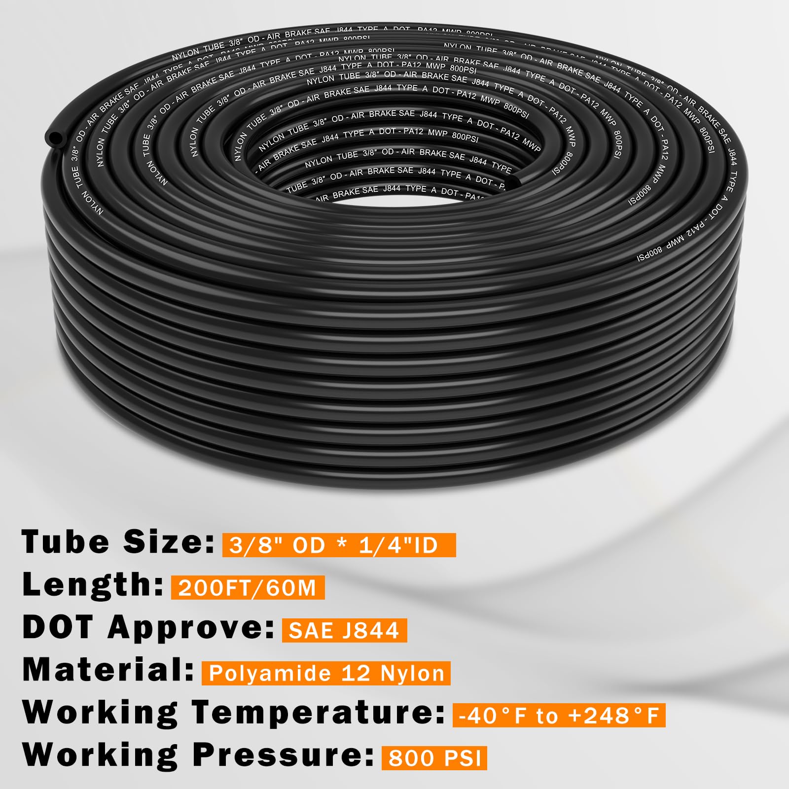 CheeMuii pa12 dot air line 3/8 inch flexibility for tight bends