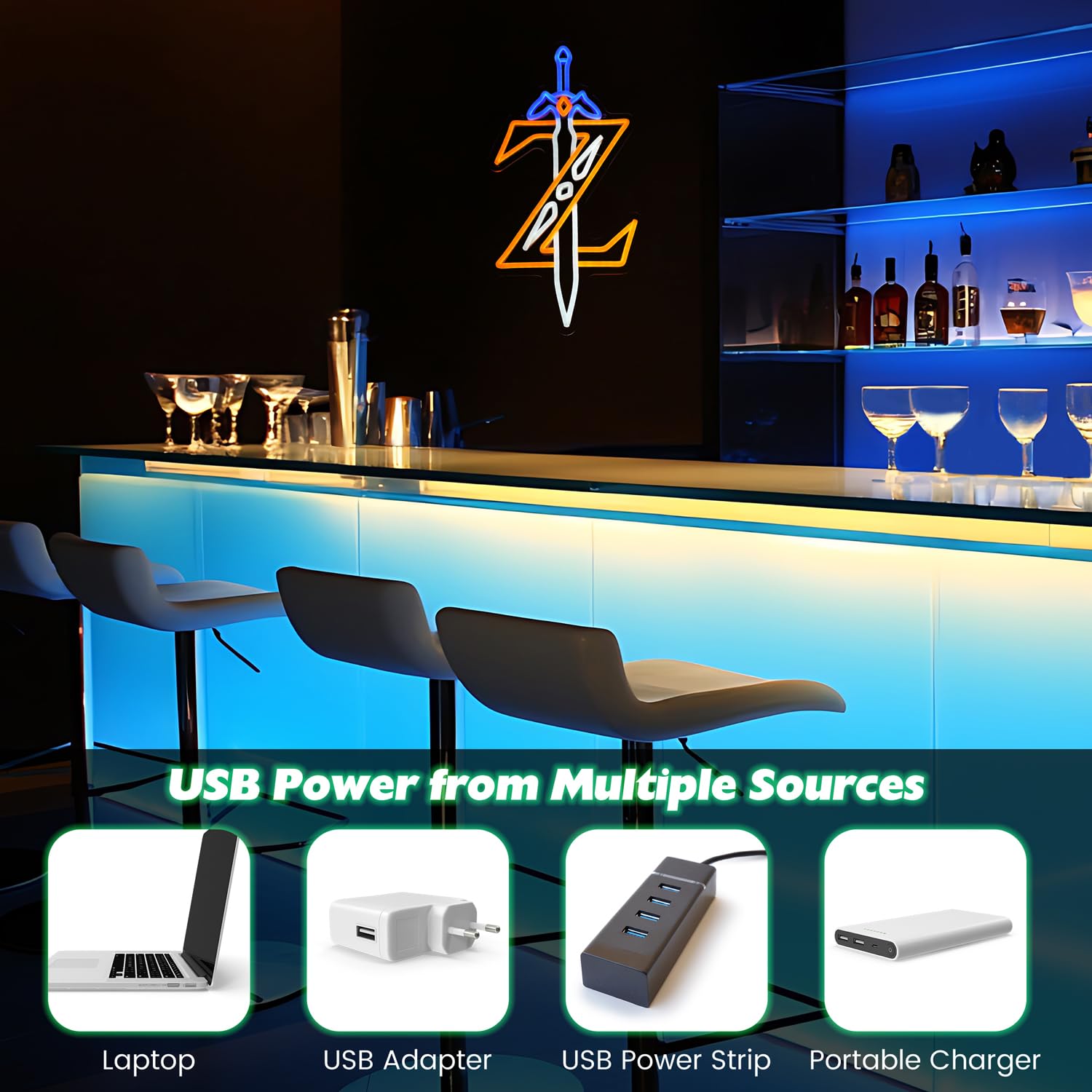 Cheffort Sword neon sign vivid LED colors enhance game room ambiance