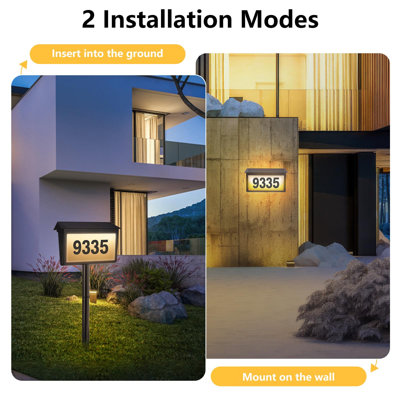CHEGIF solar address sign durable IP65 construction withstands rain and wind